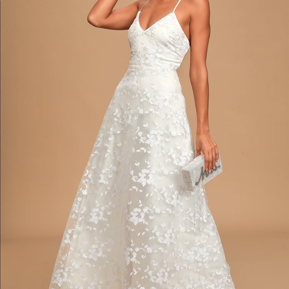 Lulu’s floral sequin embroidered maxi dress